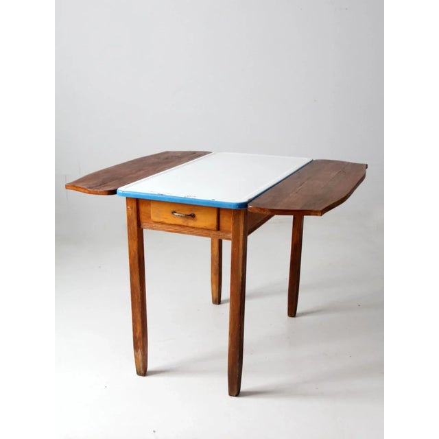 Antique Enamel Top Kitchenette Table For Sale - Image 4 of 13