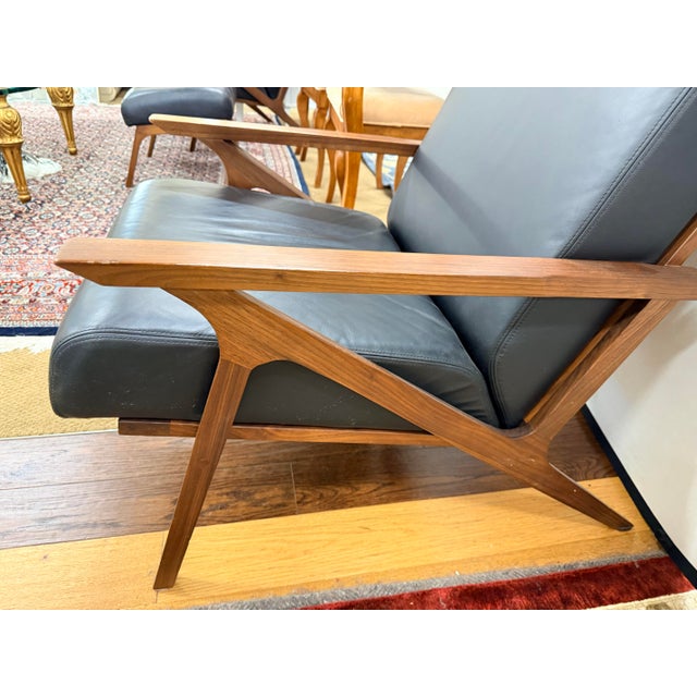 Mid Century Style Pair of Chairs and Ottoman 3 PCS For Sale - Image 4 of 8