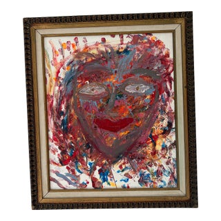 Interesting Abstract Portrait on Canvas - Signed For Sale