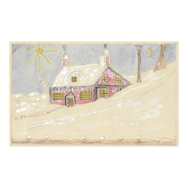 1943 William Wood Winter Painting of a House in the Snow For Sale