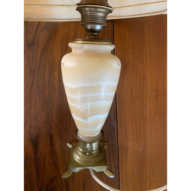 Neoclassical Brass and Stone Table Lamp, 1950s For Sale - Image 16 of 18