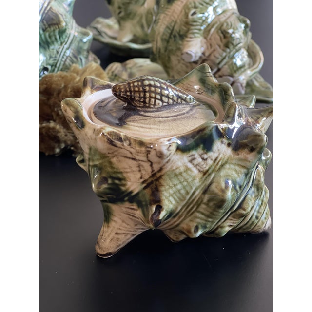 Brutalist Glazed Ceramic Shell Coffee Service for 6, Japan, 1950, Set of 15 For Sale - Image 6 of 18