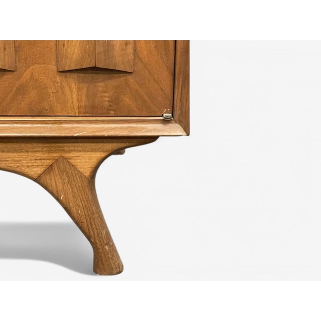 1950s Duiske, Irish Mid Century Modern, Stained Wood, Glass, Breakfront, 1950s For Sale - Image 5 of 7