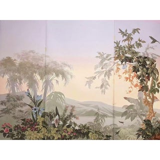 36" * H96" * 3ps,‌ Hand-Painted Tropical Botanical Wallpaper, Dreamy Rainforest Floral Wallpaper For Sale