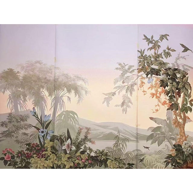 36" * H96" * 3ps,‌ Hand-Painted Tropical Botanical Wallpaper, Dreamy Rainforest Floral Wallpaper For Sale