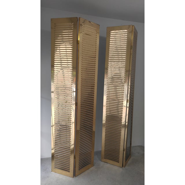 MidCentury 4 Panel Solid Brass Screens Chairish