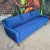 Sofa has all new foam and upholstery in an amazing blue corduroy. Believe it to be a design from Selig but can not confirm.