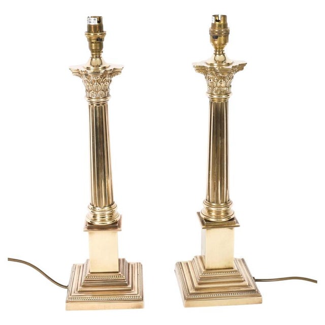 Vintage Bronze Corinthian Column Table Lamps, Set of 2 For Sale - Image 15 of 15