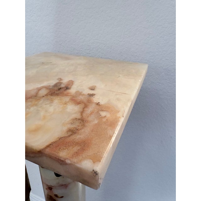 Metal Antique Neoclassical Onyx Pedestal With Ornate Acanthus Metal Mounts For Sale - Image 7 of 12