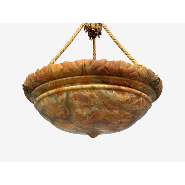 Swedish Art Deco, Pendant Light, Rope, Alabaster, Sweden, 1930s For Sale In New York - Image 6 of 12