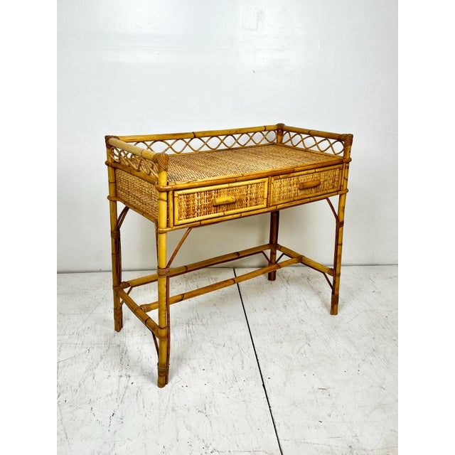 Vintage Rattan Cane Desk For Sale - Image 9 of 12