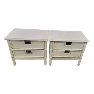 1970s Pair of Faux Bamboo Nightstands For Sale