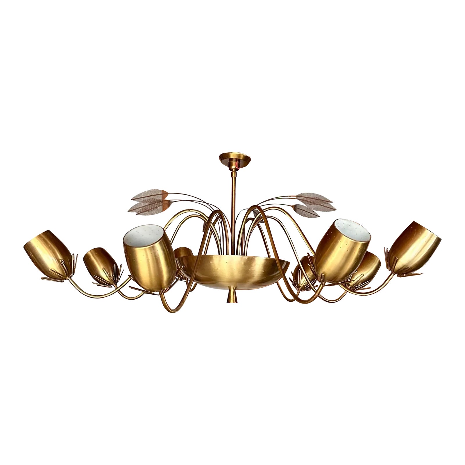1950s Paavo Tynell for Lightolier Tulip Eight-Light Brass