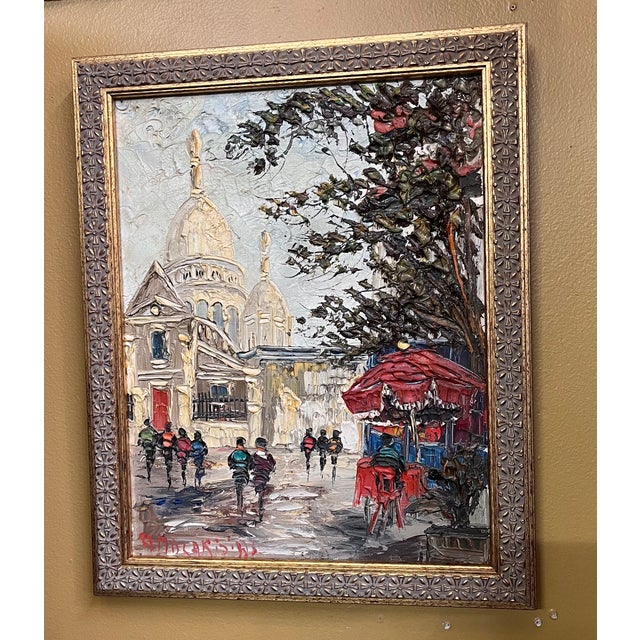 Vintage Mid-Century Parisian Street Scene Impasto Oil Painting - Sacré-Cœur, Montmartre For Sale - Image 4 of 11