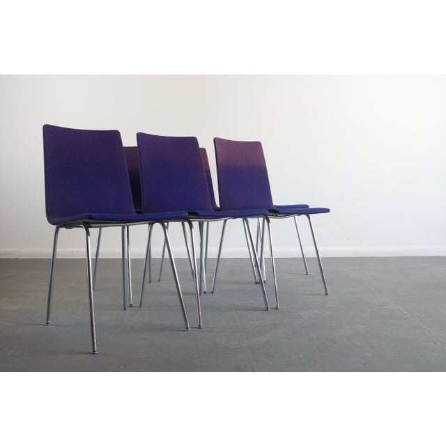 1970s Minimal Chrome Dining Chairs Set on Petite Tublular Chrome Bases West Germany - Set of 6 For Sale - Image 5 of 7