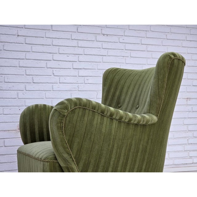 Danish Armchair in Green Furniture Velour, 1960s For Sale - Image 14 of 18