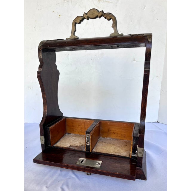 Antique Late 1800s English Oak Two Decanter Tantalus with Key - 4 pcs For Sale - Image 11 of 12