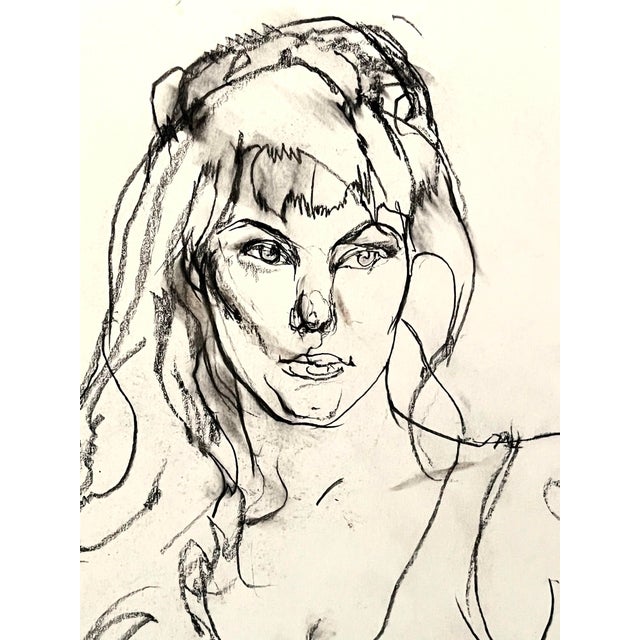 Vintage Mid Century two drawings portraits of a seated woman and on reverse a pastel study portrait of a beautiful woman....