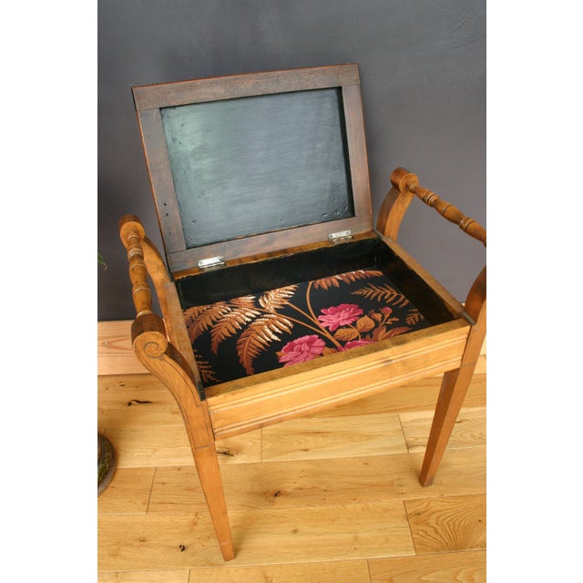 Wood Edwardian Piano Stool in Geometric Fabric, 1890s For Sale - Image 7 of 9