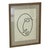 Framed abstract line drawing depicting a stylized human face rendered in bold black continuous and curved lines on a light...