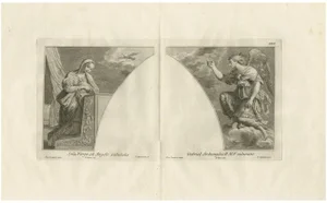 Afte Zampieri, Plate Showing the Holy Virgin and the Archangel Gabriel, 1762, Print