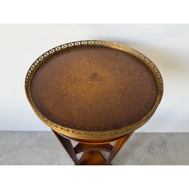 1980s Theodore Alexander Empire Style Solid Mahogany Pedestal With Brass Gallery For Sale - Image 5 of 12
