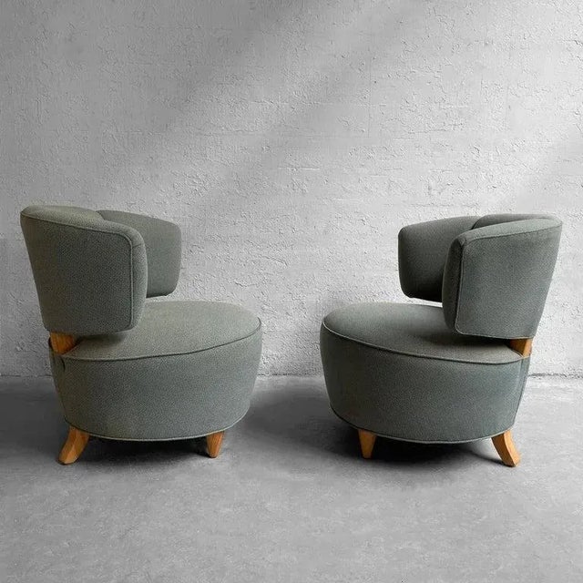 1930s 1930s Gilbert Rohde for Herman Miller Upholstered Slipper Chairs - Set of 2 For Sale - Image 5 of 11