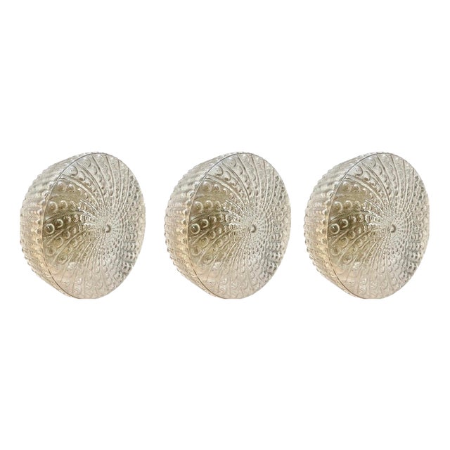 Mid-Century Modern Round Clear Cut Glass Sconces, 1960, Set of 3 For Sale