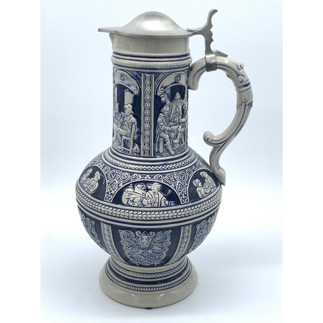 1960s 1960s 14" Gerz Salt Glaze Stein With Pewter Lid For Sale - Image 5 of 7