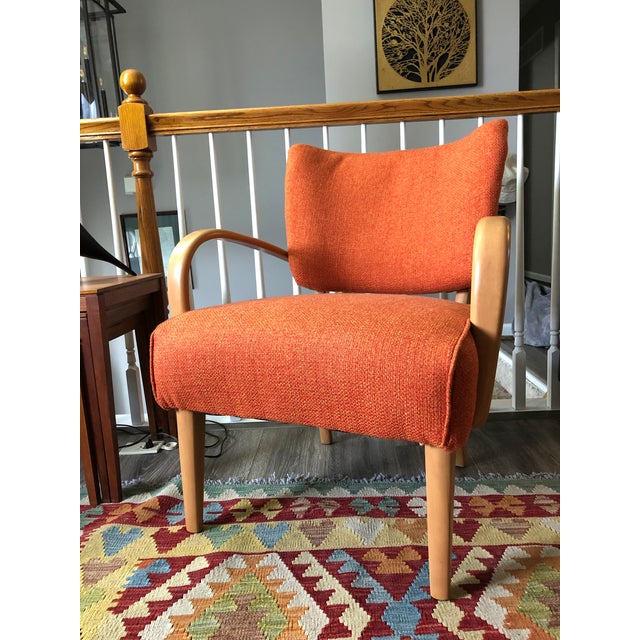 1950s M340c Heywood Wakefield Upholstered Arm Chair | Chairish