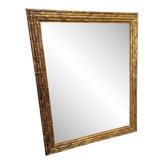 Mid 20th Century Giltwood Four-Fold Faux Bamboo Beveled Wall Mirror For Sale