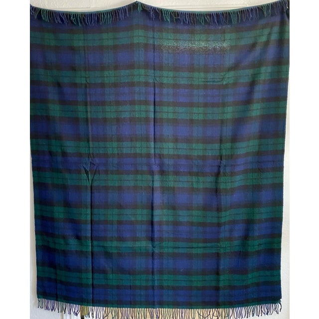 Merino Lambswool Throw in a Traditional Black Watch Tartan Plaid Pattern- Made in England For Sale - Image 9 of 11