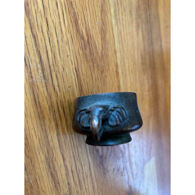Chinese Patinated Bronze Censer With Elephant Handles & Wood Stand For Sale - Image 4 of 6
