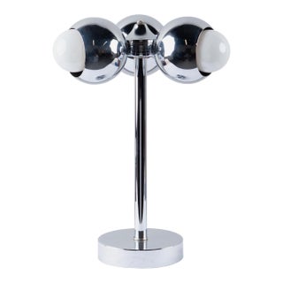 Robert Sonneman Style Tri-Globe Accent Table Lamp in Chrome For Sale