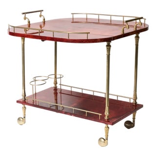 Double Aldo Tura Bar Cart For Sale