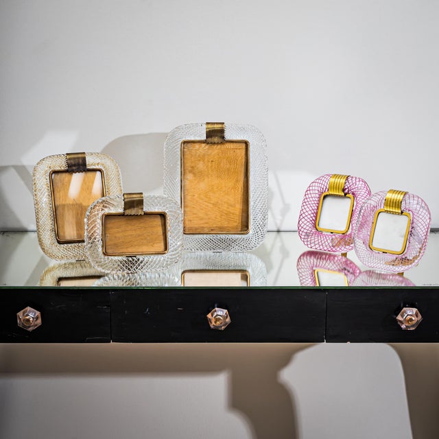 Pair of Pink Murano Glass Table Frames, Italy, Probably Mid-20th Century For Sale - Image 9 of 9