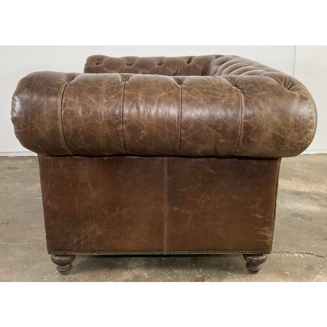 Mid 20th Century Vintage English Chesterfield Style Tufted Leather Club Chair For Sale - Image 5 of 11