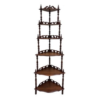 Vintage Victorian Rococo Style Corner Etagere Tiered Whatnot Shelf For Sale