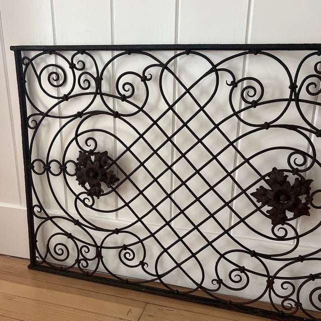 Antique 19th Century French Neo Classical Style Iron Architectural Element With Rosettes For Sale - Image 4 of 10