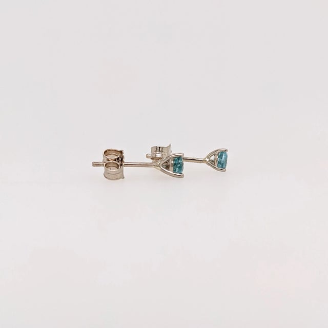 2020s Aquamarine Martini Solitaire Stud Earrings in Solid 14k Gold Round - 2 Pieces For Sale - Image 5 of 7