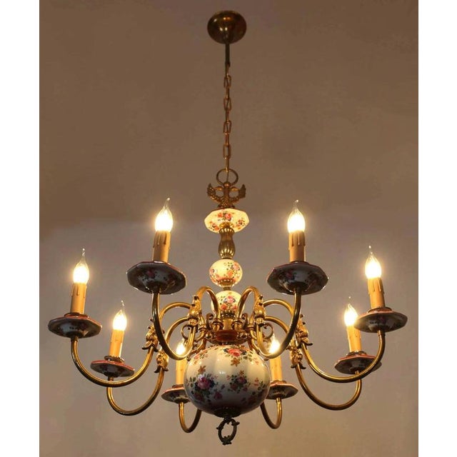 2000 - 2009 Dutch Eight-Arm Painted Chandelier For Sale - Image 5 of 6