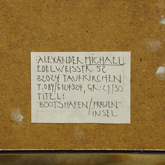 Oil Painting by Alexander Michael - Boat Harbor, Fraueninsel, 1994 For Sale - Image 6 of 7