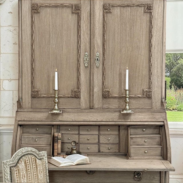 18th Century Dutch Neoclassical Stripped Oak Secretary ~ Bookcase For Sale - Image 10 of 18