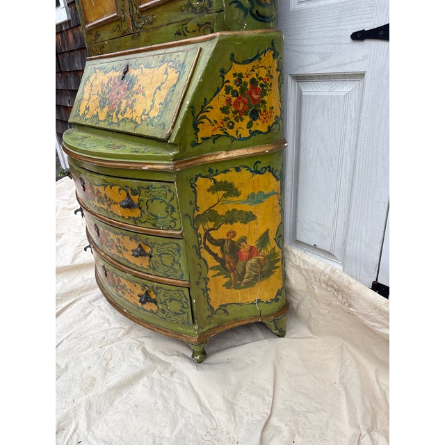Wood 19th Century Paint Decorated Venetian Secretary' Bookcase For Sale - Image 7 of 13