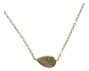 14k Yellow Gold 1.03ct Pear Natural Diamond Bezeled Necklace