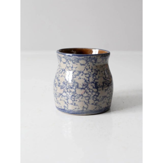 Blue Vintage Beaumont Brothers Pottery Spongeware Mug For Sale - Image 8 of 9