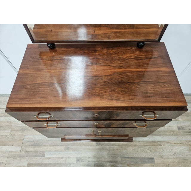 Black Art Deco Walnut Burl Sideboard with Mirror, 1940 For Sale - Image 8 of 18