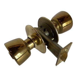 1960s Mid-Century Modern Polished Brass Skillman Privacy Doorset For Sale