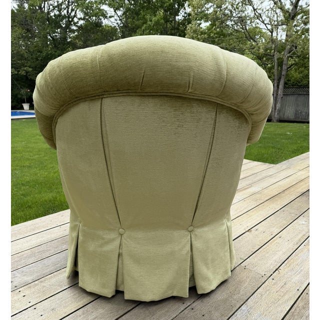 Custom Tufted Green Lounge Chair & Ottoman Set in Floral Colefax and Fowler For Sale - Image 16 of 18