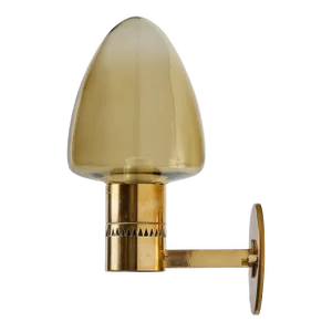 1960s Hans-Agne Jakobsson Model V-220 Brass & Glass Sconce for Markaryd